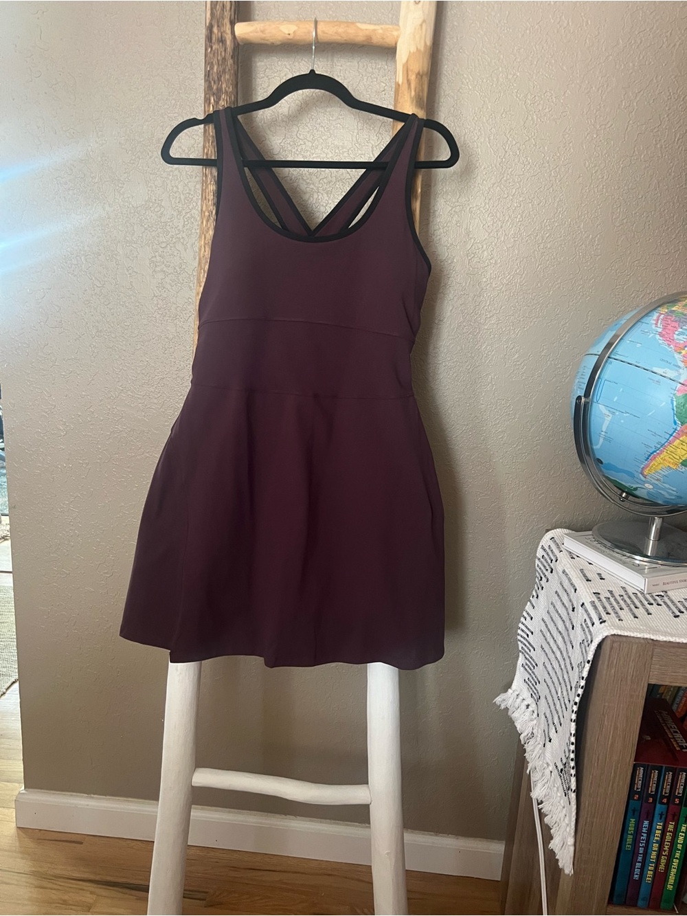 Fabletics Women's Sleeveless V-Neck Athletic Dress in Deep Plum